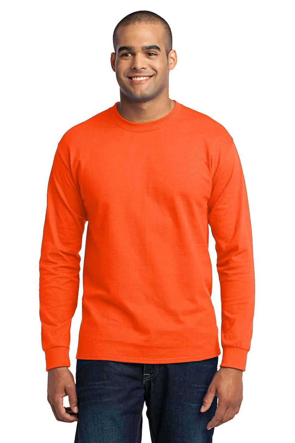 Port & Company ® - Long Sleeve Core Blend Tee. PC55LS - Safety Orange - Port & Company PC55LS T-Shirts Port & Company Safety Orange S