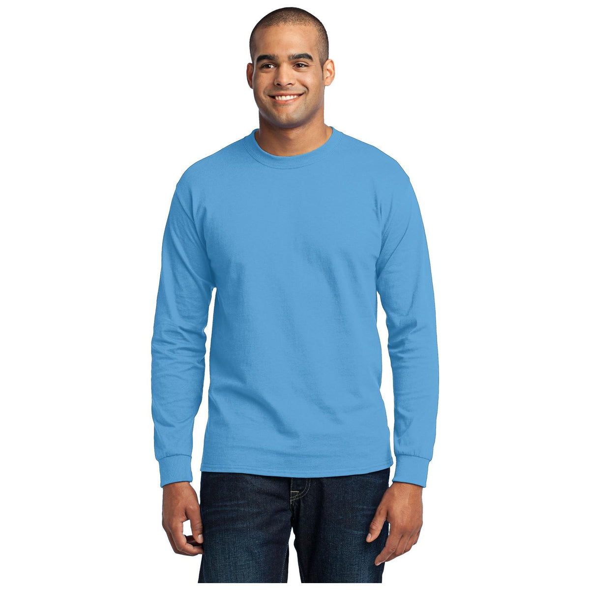 Port & Company ® - Long Sleeve Core Blend Tee. PC55LS - Aquatic Blue - Port & Company PC55LS T-Shirts Port & Company Aquatic Blue S