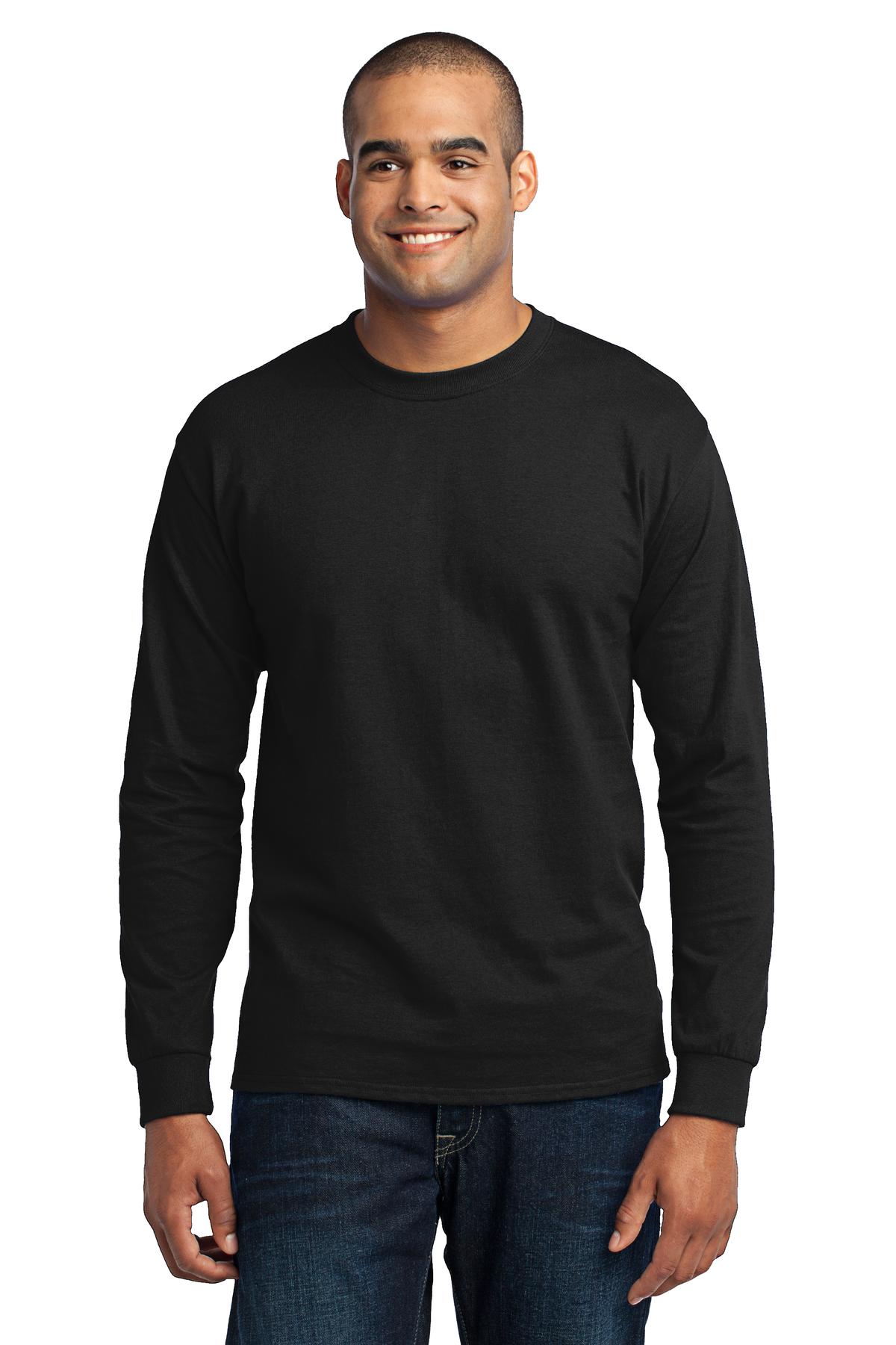 Port & Company ® Tall Long Sleeve Core Blend Tee. PC55LST - Port & Company PC55LST T-Shirts Port & Company Jet Black LT