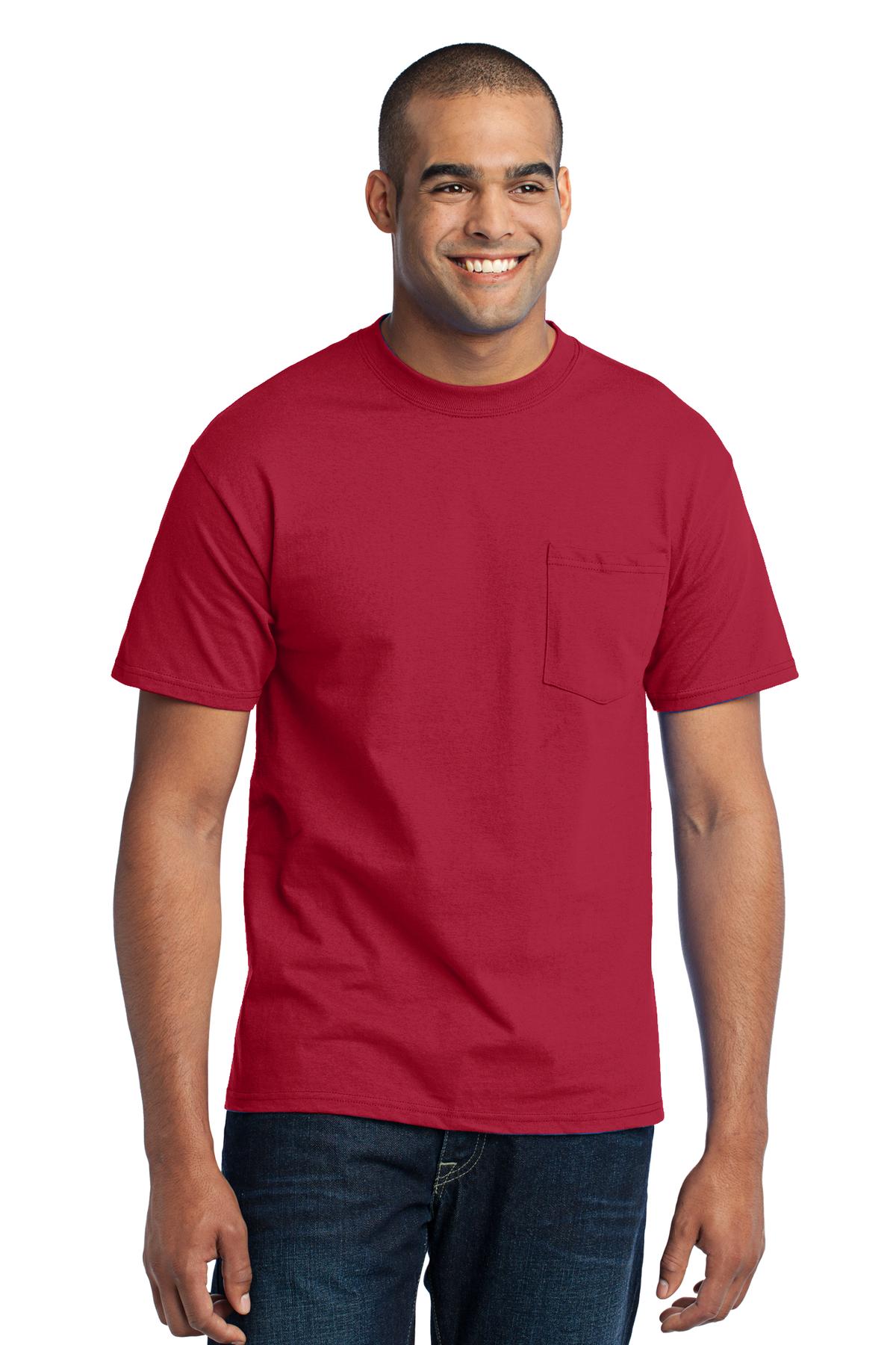 Port & Company ® Tall Core Blend Pocket Tee. PC55PT - Port & Company PC55PT T-Shirts Port & Company Red LT