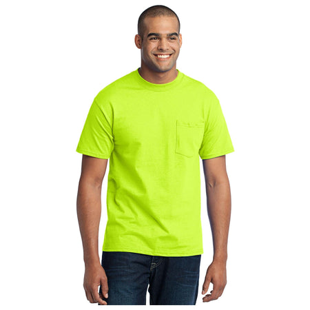 Port & Company ® - Core Blend Pocket Tee. PC55P - Safety Green - Port & Company PC55P T-Shirts Port & Company Safety Green S