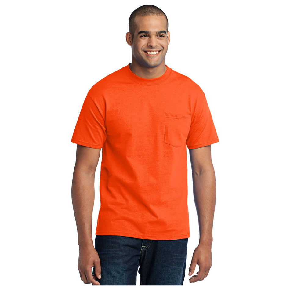 Port & Company ® - Core Blend Pocket Tee. PC55P - Safety Orange - Port & Company PC55P T-Shirts Port & Company Safety Orange S