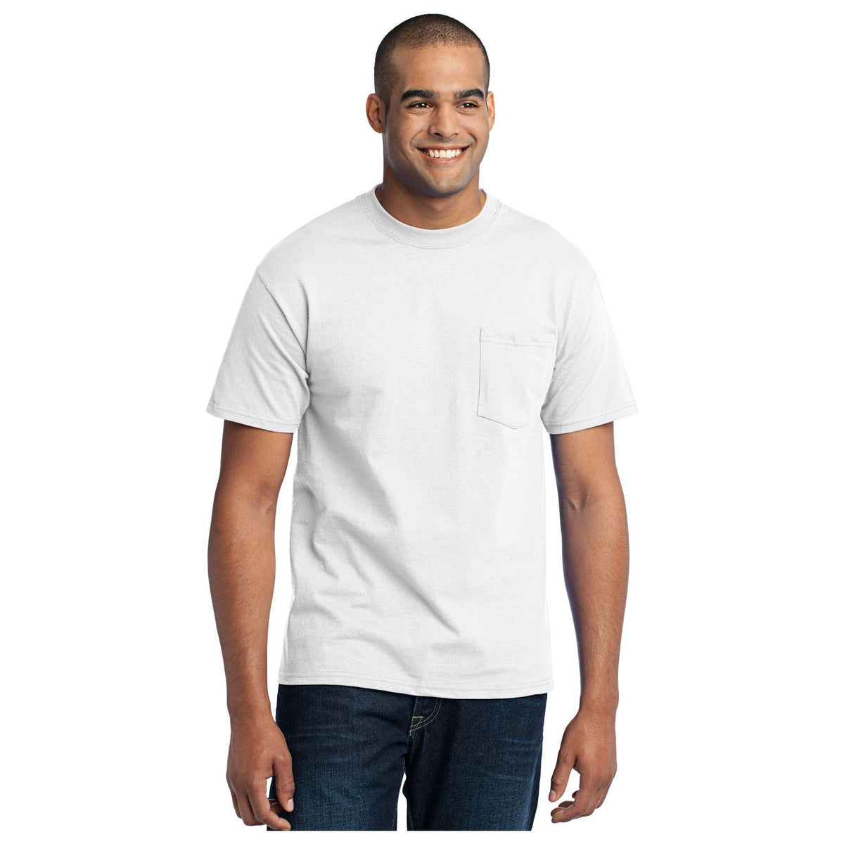 Port & Company ® - Core Blend Pocket Tee. PC55P - White - Port & Company PC55P T-Shirts Port & Company White S