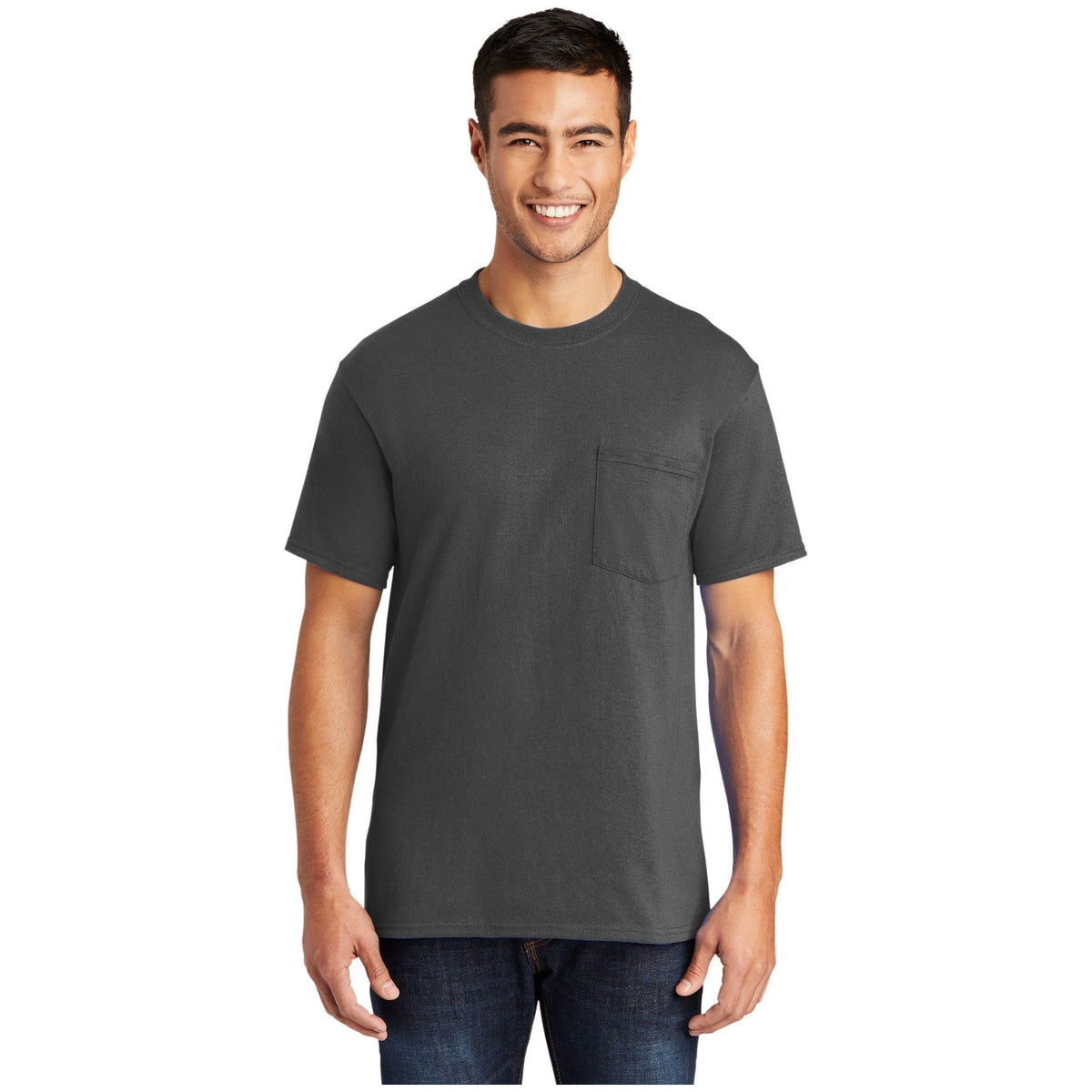 Port & Company ® - Core Blend Pocket Tee. PC55P - Charcoal - Port & Company PC55P T-Shirts Port & Company Charcoal S