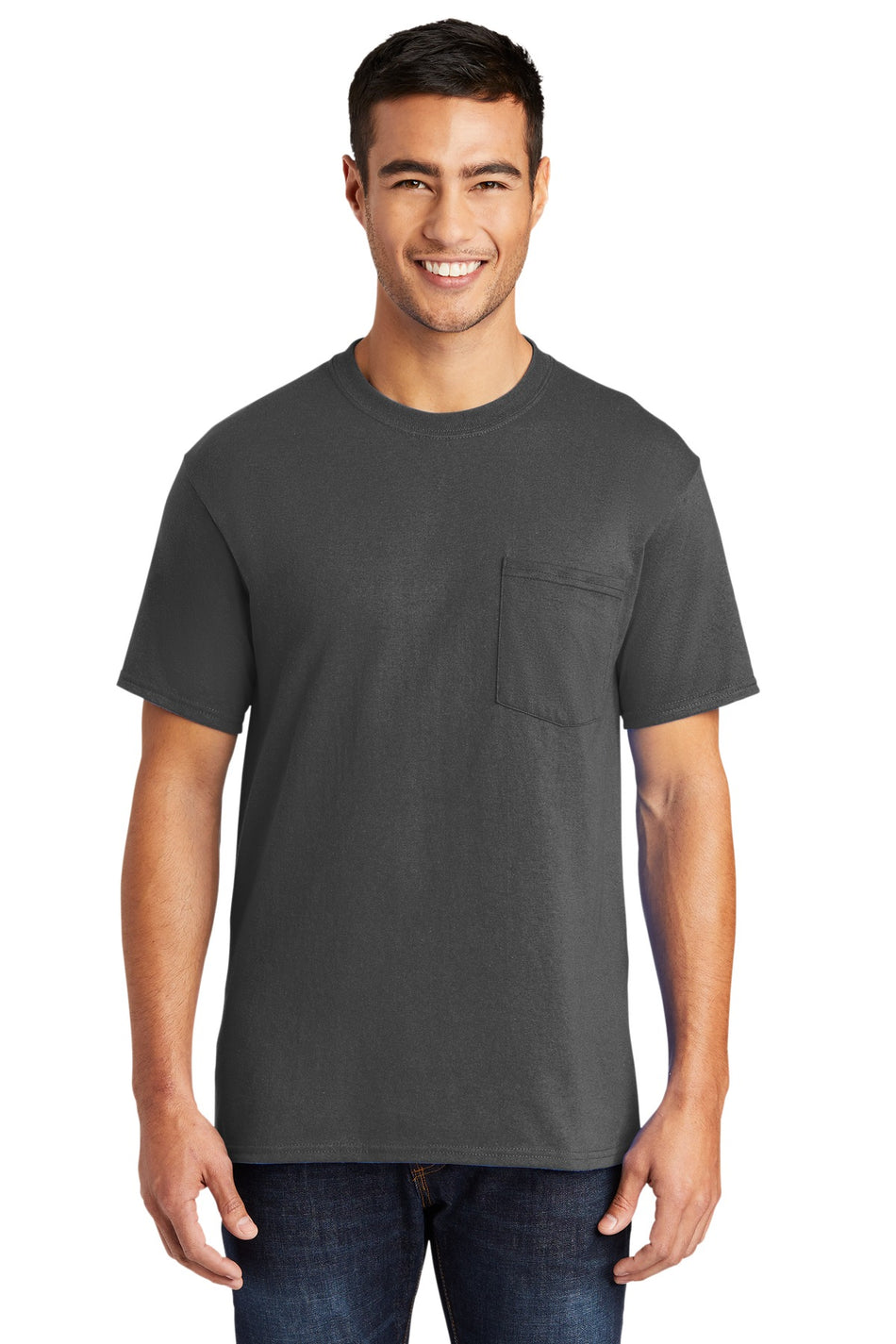 Port & Company ® - Core Blend Pocket Tee. PC55P - Charcoal - Port & Company PC55P T-Shirts Port & Company Charcoal S