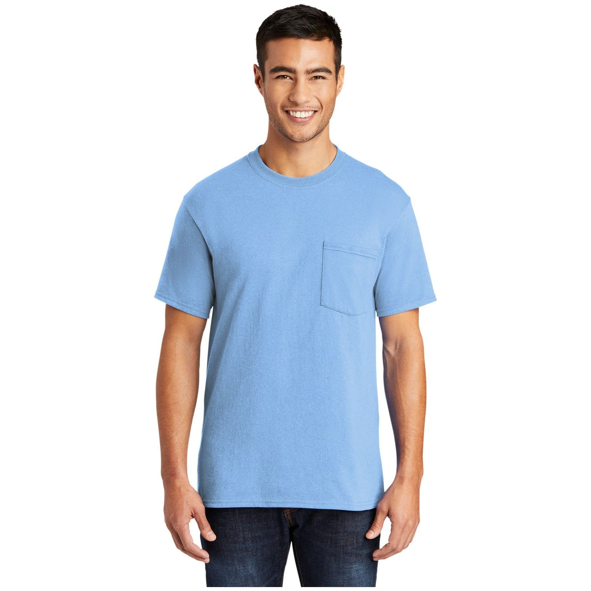 Port & Company ® - Core Blend Pocket Tee. PC55P - Light Blue - Port & Company PC55P T-Shirts Port & Company Light Blue S