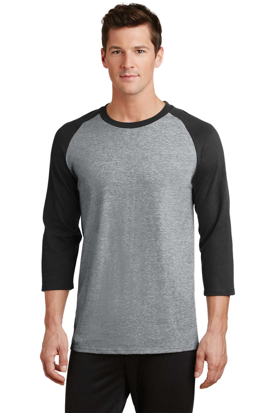 Port & Company ® Core Blend 3/4-Sleeve Raglan Tee. PC55RS - Port & Company PC55RS T-Shirts Port & Company Athletic Heather/ Jet Black S