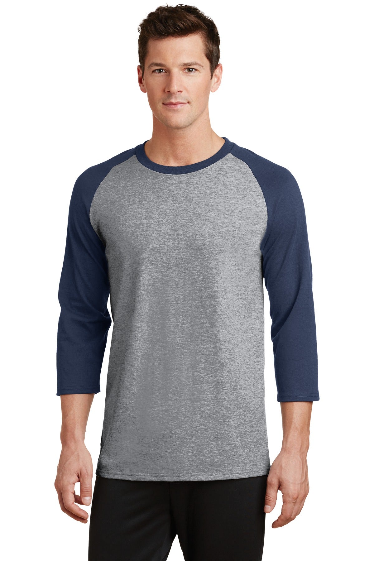 Port & Company ® Core Blend 3/4-Sleeve Raglan Tee. PC55RS - Port & Company PC55RS T-Shirts Port & Company Athletic Heather/ Navy S