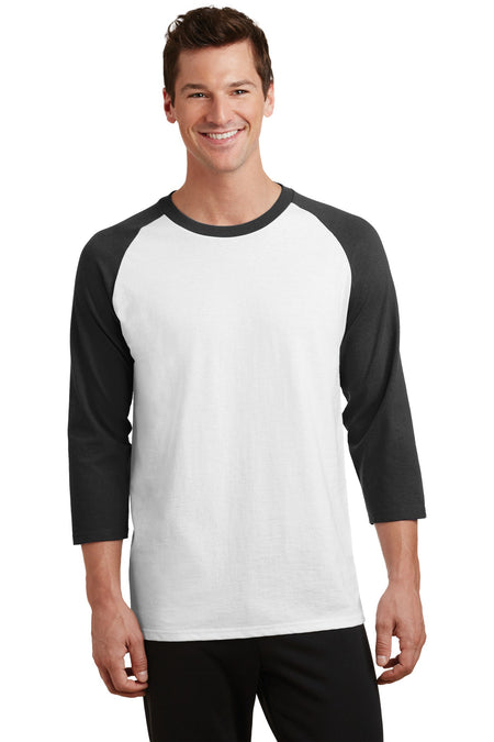 Port & Company ® Core Blend 3/4-Sleeve Raglan Tee. PC55RS - Port & Company PC55RS T-Shirts Port & Company White/ Jet Black S