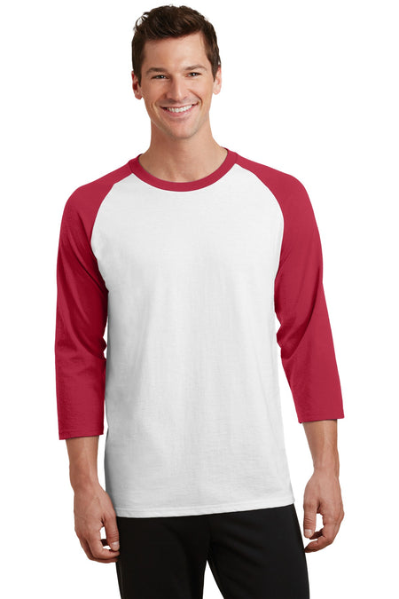 Port & Company ® Core Blend 3/4-Sleeve Raglan Tee. PC55RS - Port & Company PC55RS T-Shirts Port & Company White/ Red S