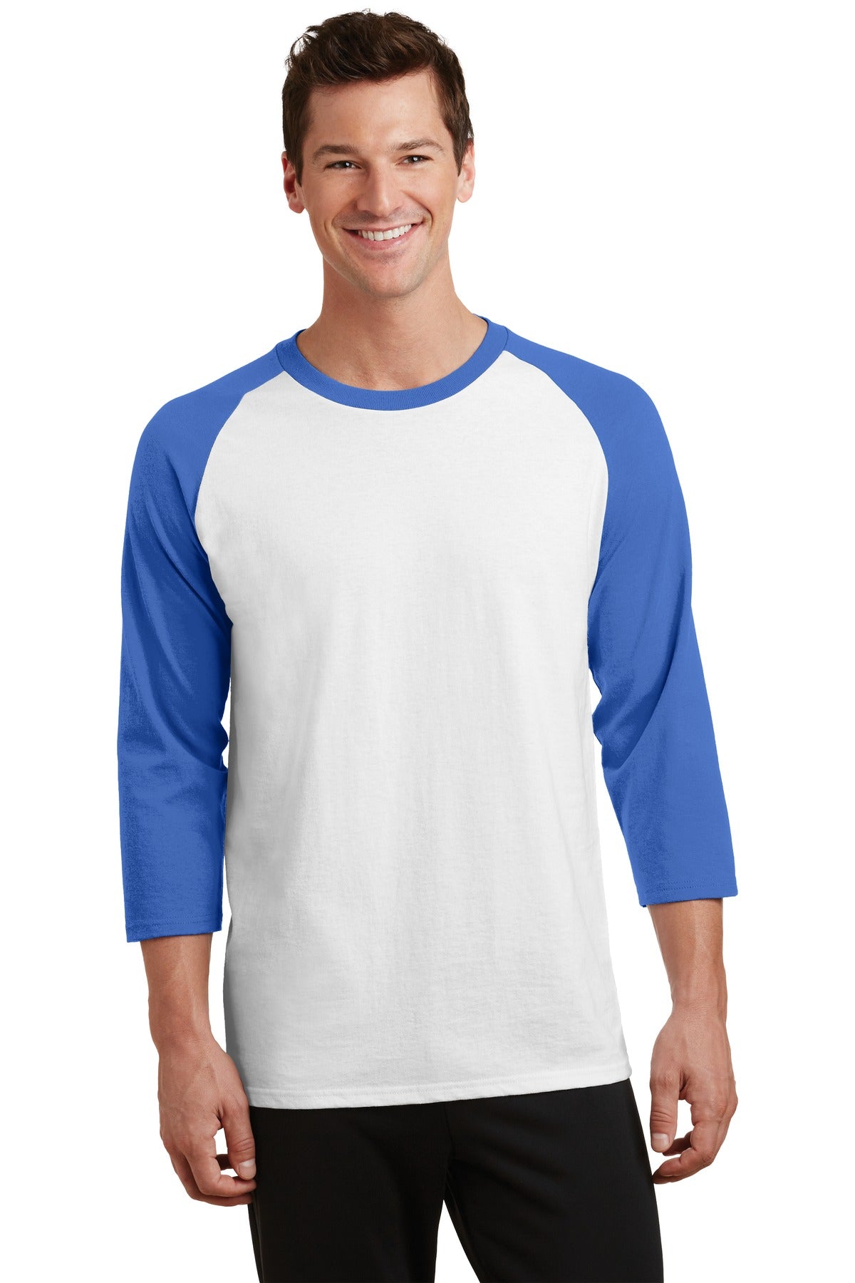 Port & Company ® Core Blend 3/4-Sleeve Raglan Tee. PC55RS - Port & Company PC55RS T-Shirts Port & Company White/ Royal S