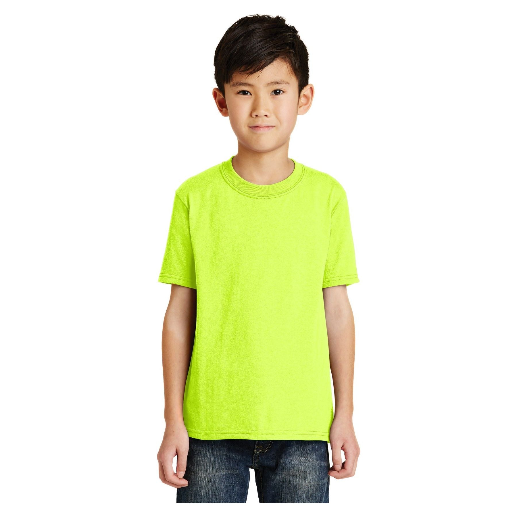 Port & Company ® - Youth Core Blend Tee. PC55Y - Safety Green - Port & Company PC55Y T-Shirts Port & Company Safety Green XS