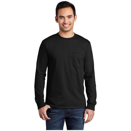 Port & Company ® Tall Long Sleeve Essential Pocket Tee. PC61LSPT - Port & Company PC61LSPT T-Shirts Port & Company Jet Black LT