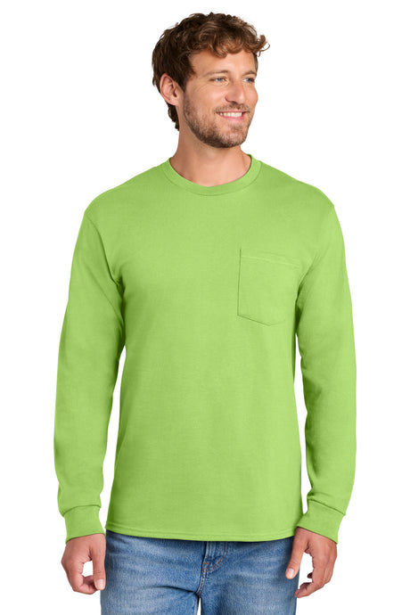 Port & Company PC61LSPT Tall Long Sleeve Essential Pocket Tee | Port & Co PC61LSPT