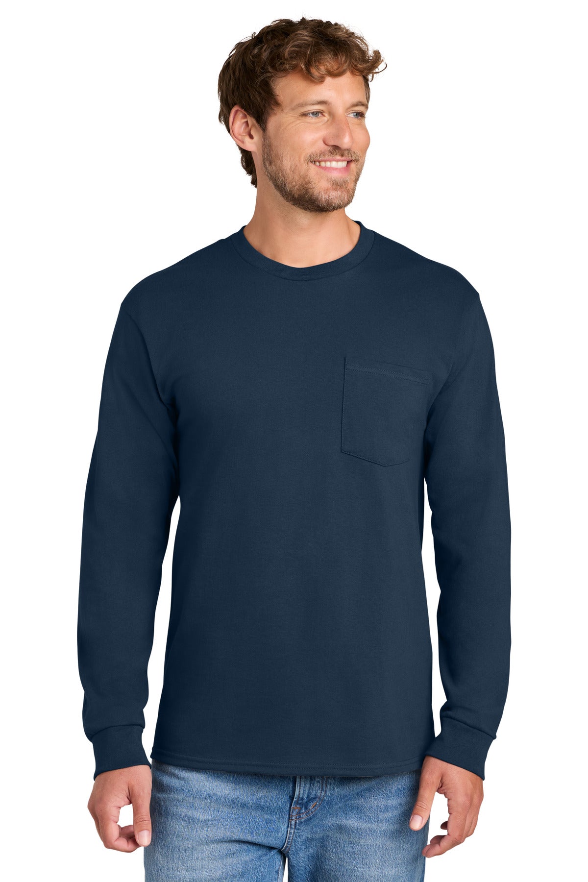Port & Company PC61LSPT Tall Long Sleeve Essential Pocket Tee | Port & Co PC61LSPT