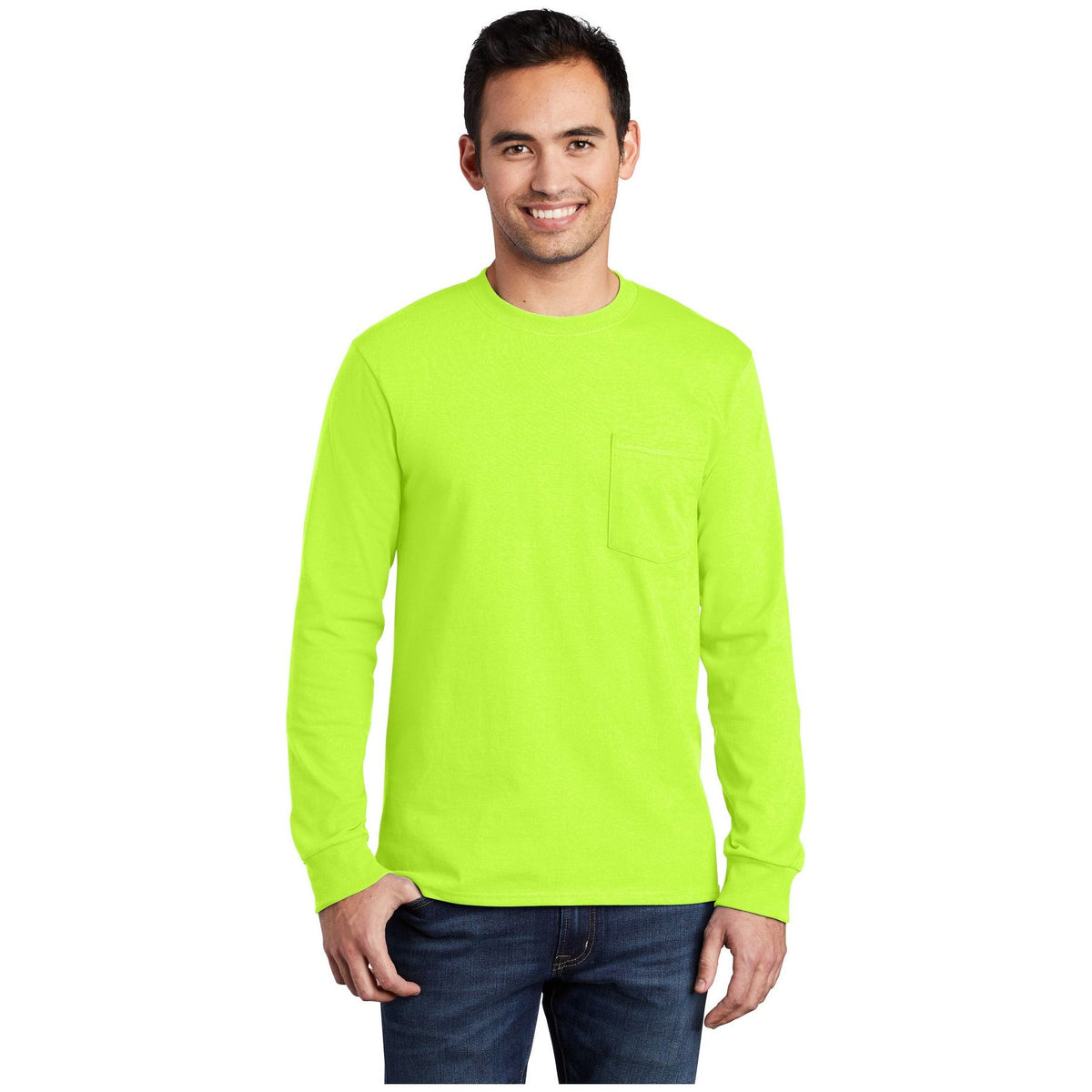 Port & Company ® Long Sleeve Essential Pocket Tee. PC61LSP - Port & Company PC61LSP T-Shirts Port & Company