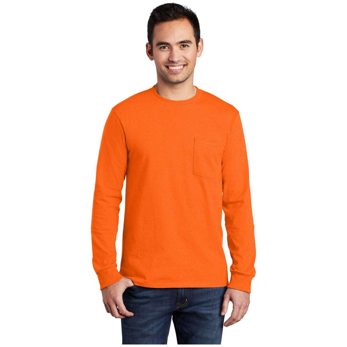 Port & Company ® Long Sleeve Essential Pocket Tee. PC61LSP - Port & Company PC61LSP T-Shirts Port & Company