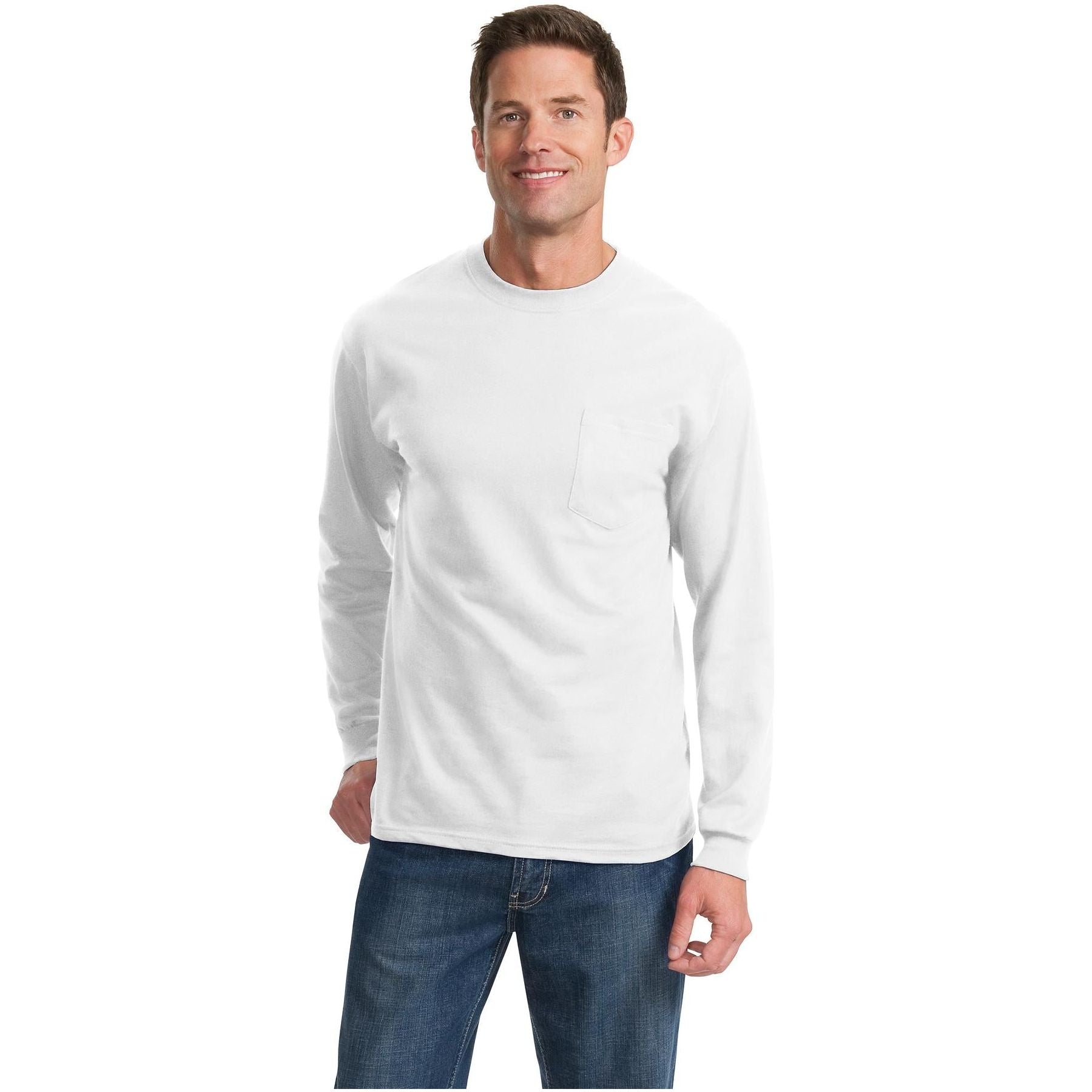 Port & Company ® Long Sleeve Essential Pocket Tee. PC61LSP - Port & Company PC61LSP T-Shirts Port & Company