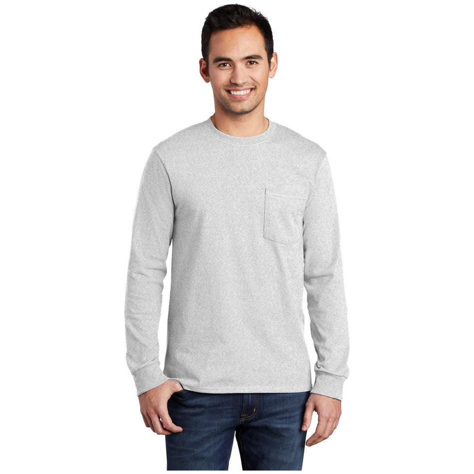 Port & Company ® Long Sleeve Essential Pocket Tee. PC61LSP - Port & Company PC61LSP T-Shirts Port & Company Ash S