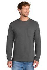 Port & Company PC61LSP Long Sleeve Essential Pocket Tee Wholesale Blank | Port & Co PC61LSP