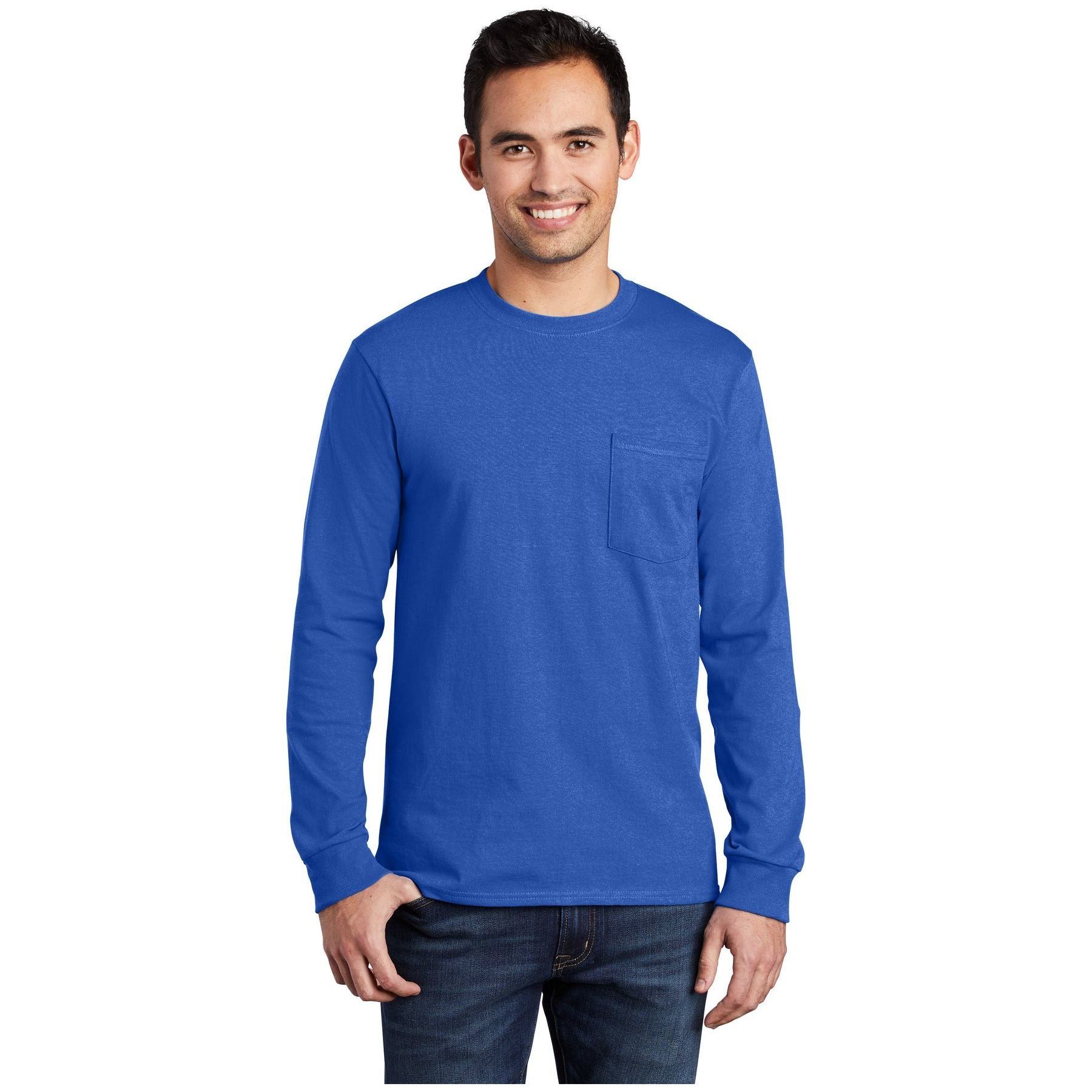 Port & Company ® Tall Long Sleeve Essential Pocket Tee. PC61LSPT - Port & Company PC61LSPT T-Shirts Port & Company Royal LT