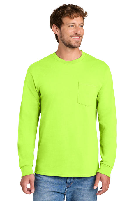 Port & Company PC61LSP Long Sleeve Essential Pocket Tee Wholesale Blank | Port & Co PC61LSP