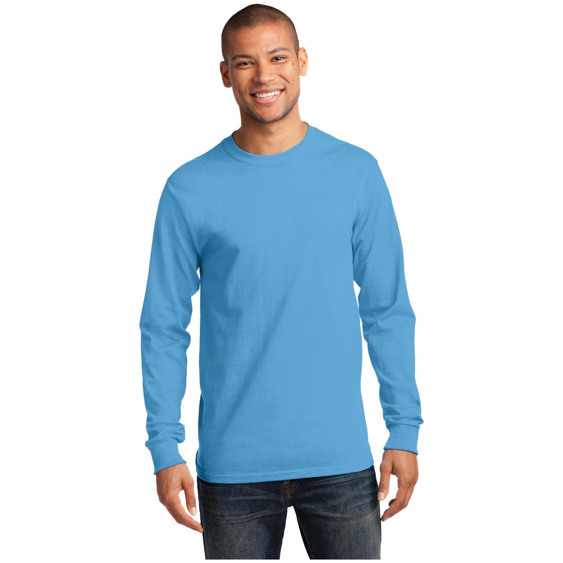 Port & Company ® Long Sleeve Essential Tee. PC61LS - Aquatic Blue - Port & Company PC61LS T-Shirts Port & Company Aquatic Blue S