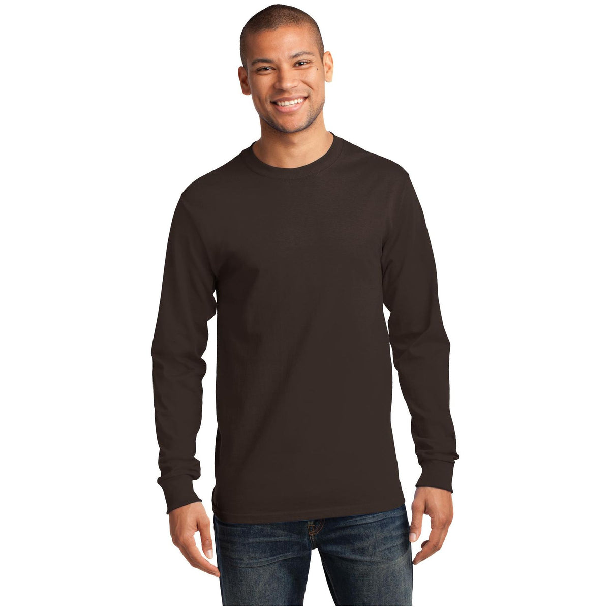 Port & Company ® Long Sleeve Essential Tee. PC61LS - Dark Chocolate Brown - Port & Company PC61LS T-Shirts Port & Company Dark Chocolate Brown S