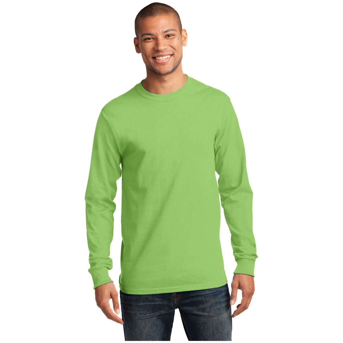 Port & Company ® Long Sleeve Essential Tee. PC61LS - Lime - Port & Company PC61LS T-Shirts Port & Company Lime S