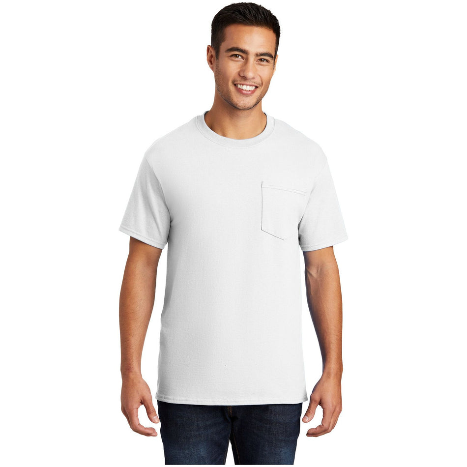 Port & Company ® Essential Pocket Tee. PC61P - White - Port & Company PC61P T-Shirts Port & Company White S