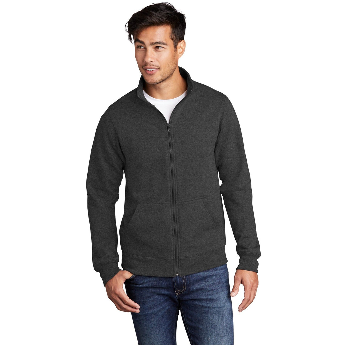 Port & Company ® Core Fleece Cadet Full-Zip Sweatshirt PC78FZ - Port & Company PC78FZ Sweatshirts/Fleece Port & Company Dark Heather Grey S