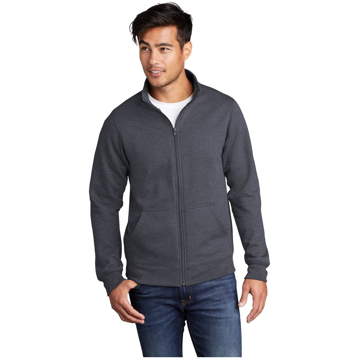 Port & Company ® Core Fleece Cadet Full-Zip Sweatshirt PC78FZ - Port & Company PC78FZ Sweatshirts/Fleece Port & Company Heather Navy S