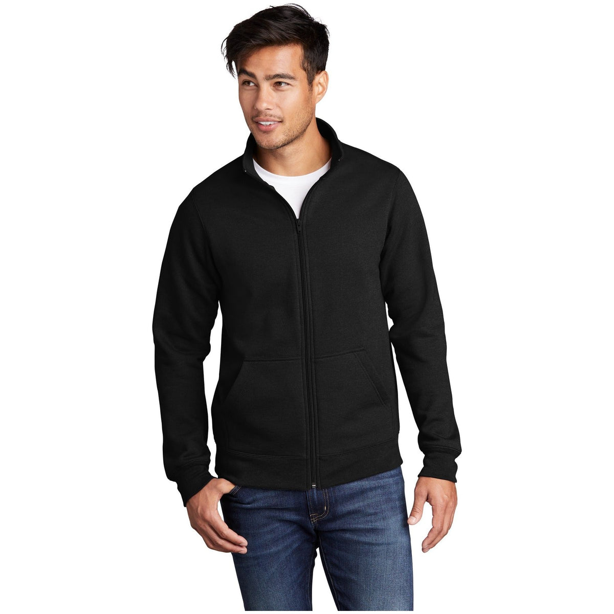 Port & Company ® Core Fleece Cadet Full-Zip Sweatshirt PC78FZ - Port & Company PC78FZ Sweatshirts/Fleece Port & Company Jet Black S