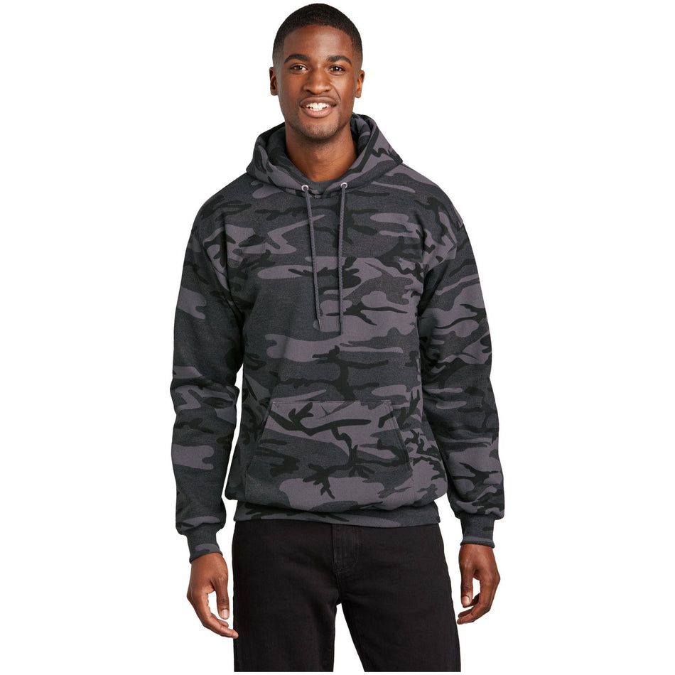 Port & Company ® Core Fleece Camo Pullover Hooded Sweatshirt. PC78HC - Port & Company PC78HC Sweatshirts/Fleece Port & Company Black Heather Camo S