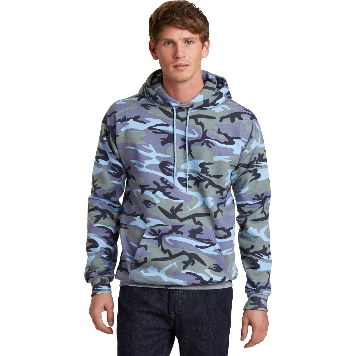 Port & Company ® Core Fleece Camo Pullover Hooded Sweatshirt. PC78HC - Port & Company PC78HC Sweatshirts/Fleece Port & Company Woodland Blue Camo S