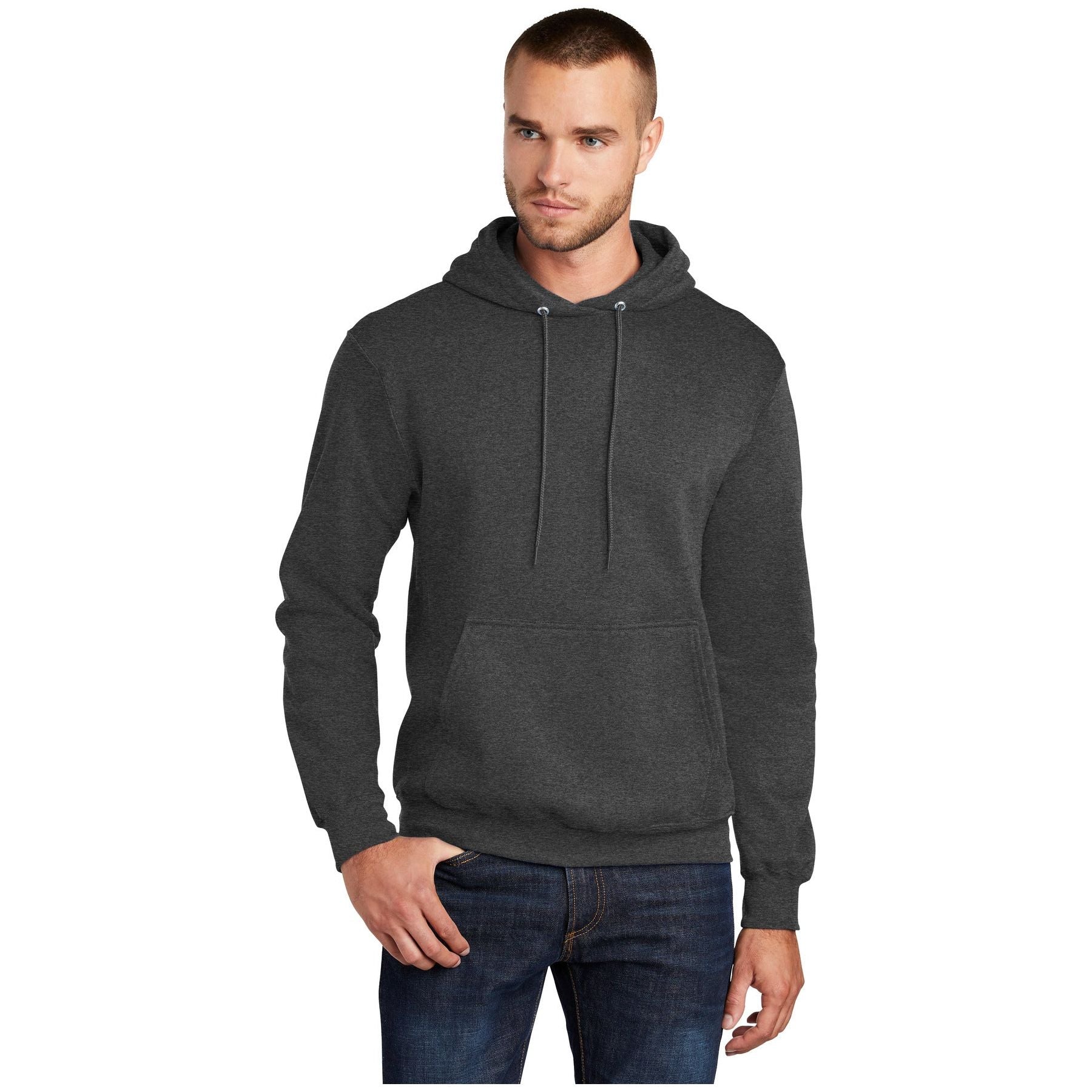 Port & Company ® Tall Core Fleece Pullover Hooded Sweatshirt PC78HT - Port & Company PC78HT Sweatshirts/Fleece Port & Company Black Heather LT