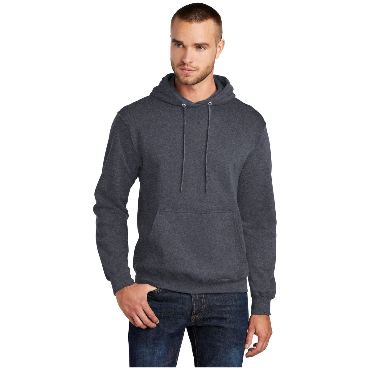 Port & Company ® Tall Core Fleece Pullover Hooded Sweatshirt PC78HT - Port & Company PC78HT Sweatshirts/Fleece Port & Company Heather Navy LT