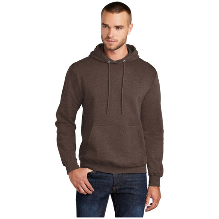 Port & Company ® - Core Fleece Pullover Hooded Sweatshirt. PC78H - Heather Dark Chocolate Brown - Port & Company PC78H Sweatshirts/Fleece Port & Company Heather Dark Chocolate Brown S