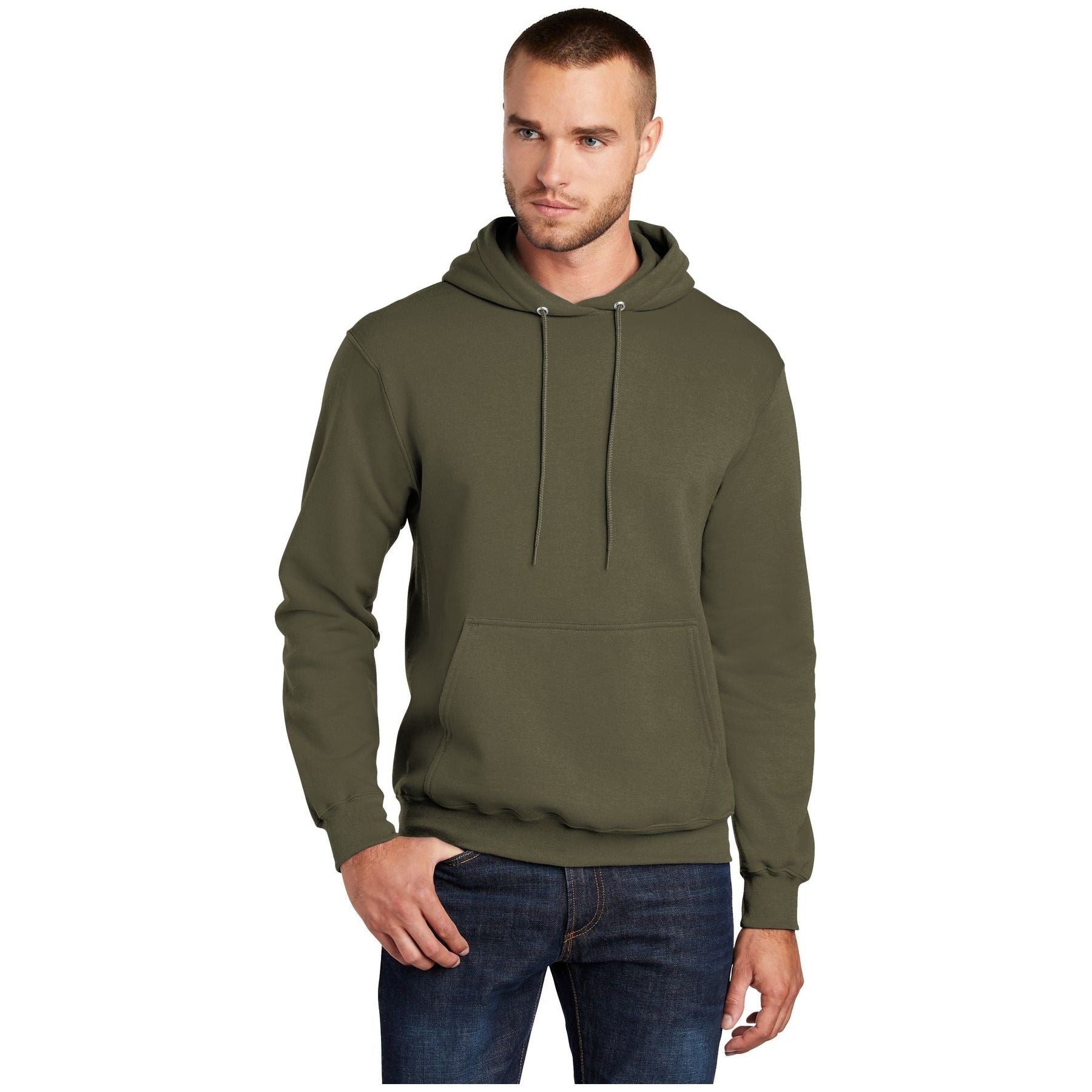 Port & Company ® - Core Fleece Pullover Hooded Sweatshirt. PC78H - Olive Drab Green - Port & Company PC78H Sweatshirts/Fleece Port & Company Olive Drab Green S