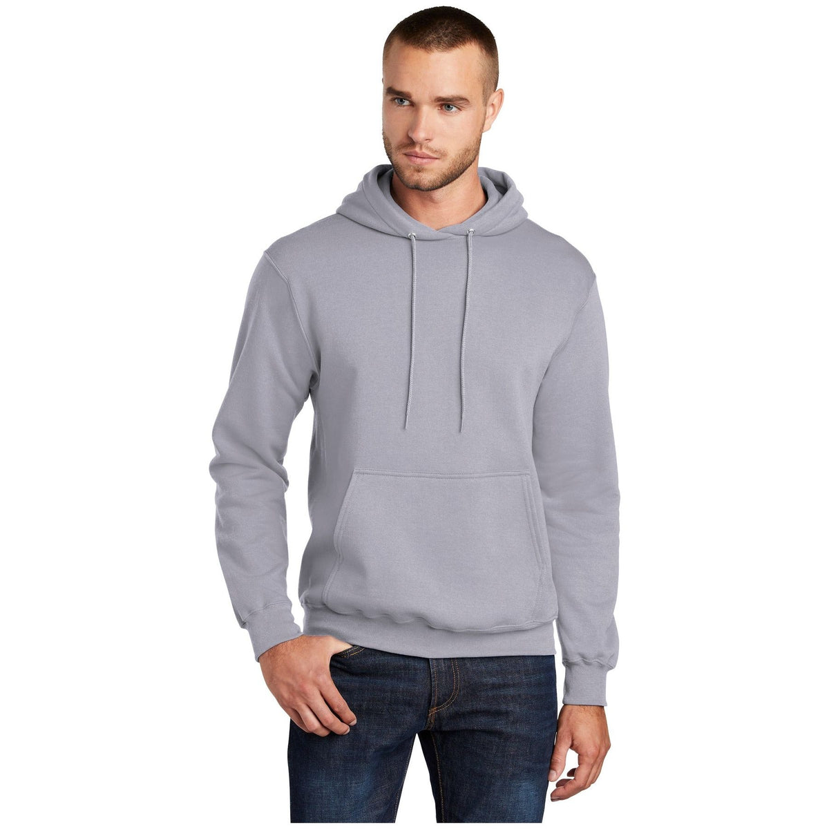 Port & Company ® - Core Fleece Pullover Hooded Sweatshirt. PC78H - Silver - Port & Company PC78H Sweatshirts/Fleece Port & Company Silver S