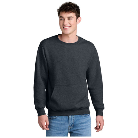 Port & Company ® Core Fleece Crewneck Pocket Sweatshirt PC78PKT - Port & Company PC78PKT Sweatshirts/Fleece Port & Company Dark Heather Grey S