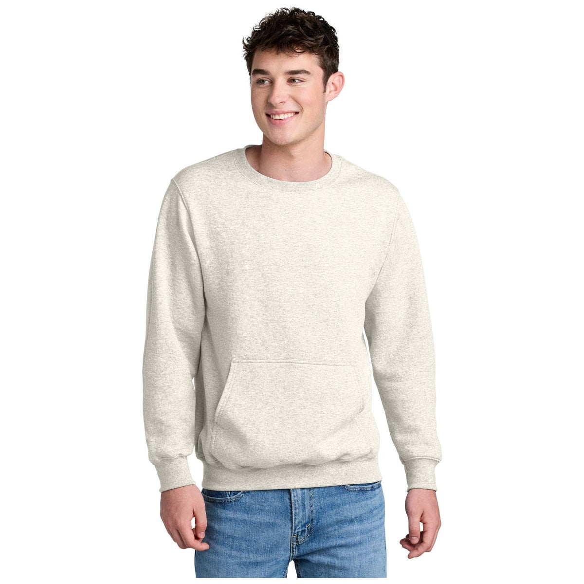 Port & Company ® Core Fleece Crewneck Pocket Sweatshirt PC78PKT - Port & Company PC78PKT Sweatshirts/Fleece Port & Company Oatmeal Heather S