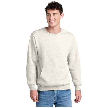 Port & Company ® Core Fleece Crewneck Pocket Sweatshirt PC78PKT - Port & Company PC78PKT Sweatshirts/Fleece Port & Company Oatmeal Heather S