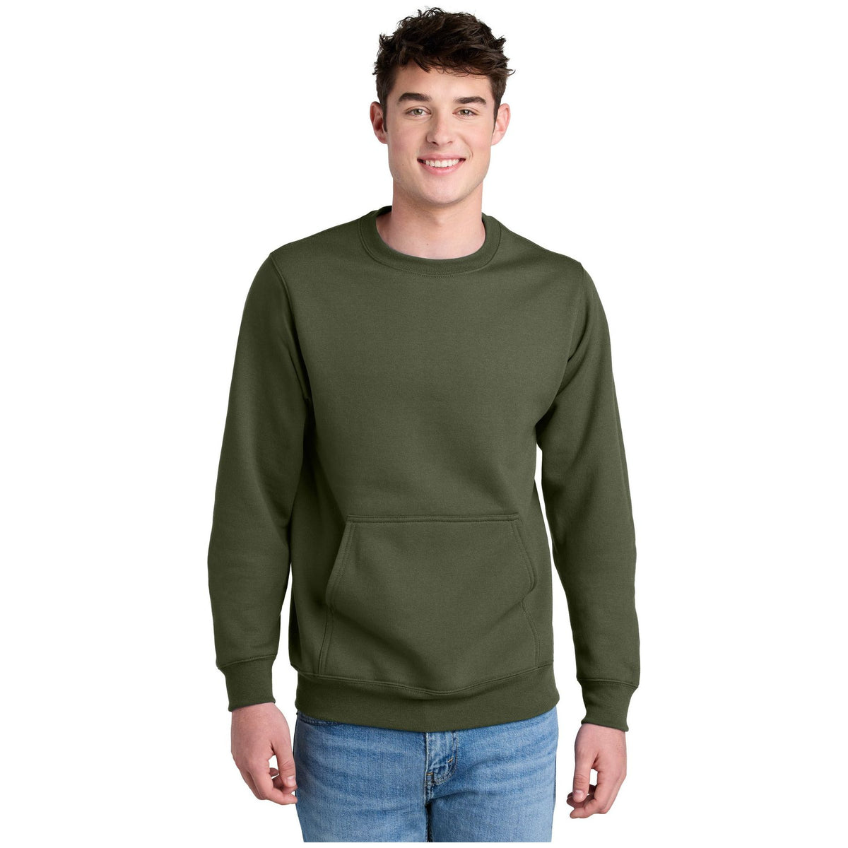 Port & Company ® Core Fleece Crewneck Pocket Sweatshirt PC78PKT - Port & Company PC78PKT Sweatshirts/Fleece Port & Company Olive Drab Green S