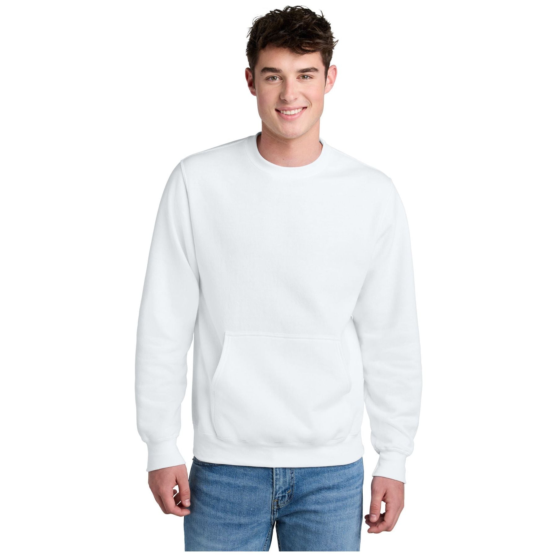 Port & Company ® Core Fleece Crewneck Pocket Sweatshirt PC78PKT - Port & Company PC78PKT Sweatshirts/Fleece Port & Company White S