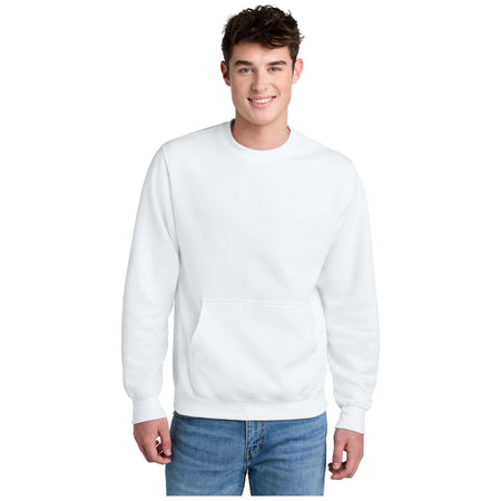 Port & Company ® Core Fleece Crewneck Pocket Sweatshirt PC78PKT - Port & Company PC78PKT Sweatshirts/Fleece Port & Company White S