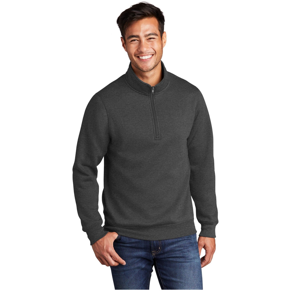 Port & Company ® Core Fleece 1/4-Zip Pullover Sweatshirt PC78Q - Port & Company PC78Q Sweatshirts/Fleece Port & Company Dark Heather Grey S