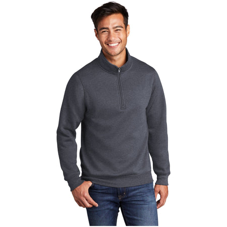 Port & Company ® Core Fleece 1/4-Zip Pullover Sweatshirt PC78Q - Port & Company PC78Q Sweatshirts/Fleece Port & Company Heather Navy S