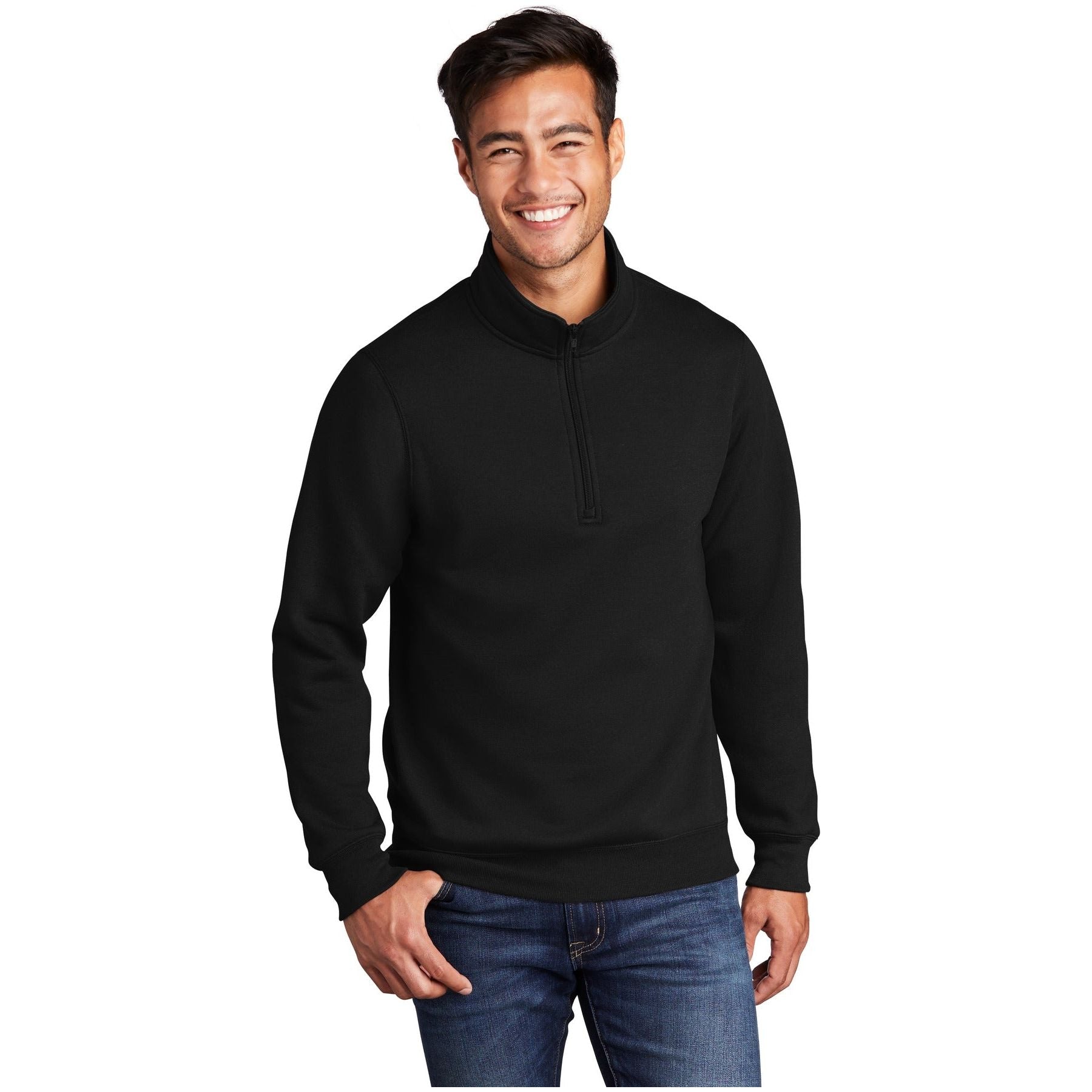 Port & Company ® Core Fleece 1/4-Zip Pullover Sweatshirt PC78Q - Port & Company PC78Q Sweatshirts/Fleece Port & Company Jet Black S