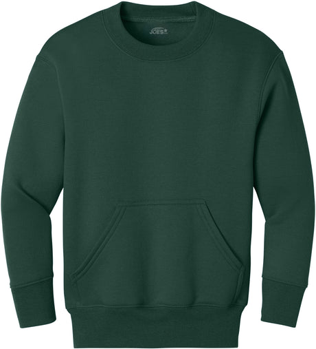 Joe's USA Youth Core Fleece Crewneck Pocket Sweatshirt in XS-XL